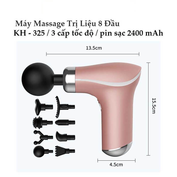 Súng massage cầm tay mini 8 đầu 3 chế độ KH-325, Máy mát xa cầm tay đấm lưng, mát xa cổ vai gáy thông minh tiện lợi