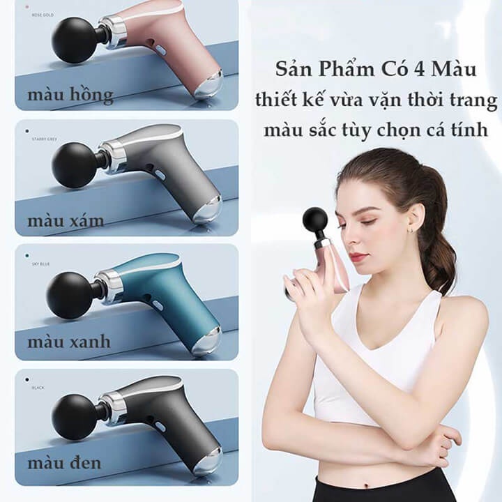 Súng massage cầm tay mini 8 đầu 3 chế độ KH-325, Máy mát xa cầm tay đấm lưng, mát xa cổ vai gáy thông minh tiện lợi