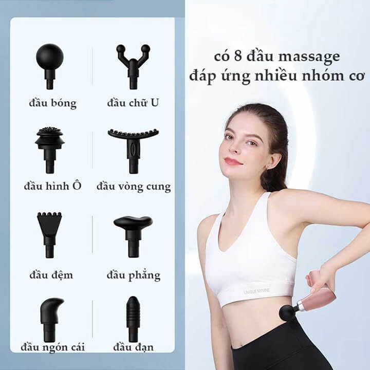 Súng massage cầm tay mini 8 đầu 3 chế độ KH-325, Máy mát xa cầm tay đấm lưng, mát xa cổ vai gáy thông minh tiện lợi