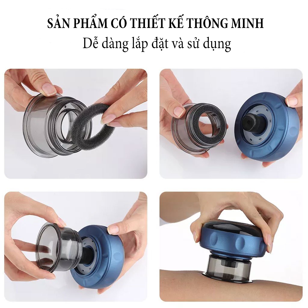 Máy giác hơi cạo gió cầm tay - Máy giác hơi massage thông minh 6 chế độ nhiệt, 2 chế độ hút đa năng tiện lợi