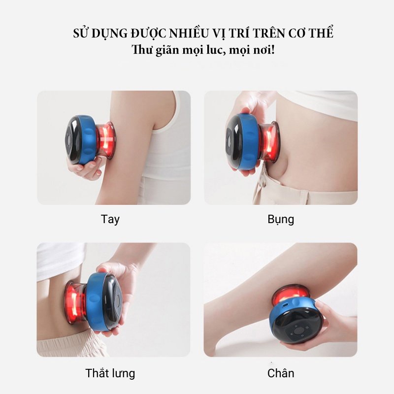 Máy giác hơi cạo gió cầm tay - Máy giác hơi massage thông minh 6 chế độ nhiệt, 2 chế độ hút đa năng tiện lợi