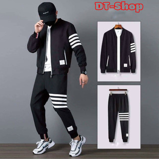 Bộ quần áo nỉ nam dài tay bốn sọc cotton cao cấp, quần dài nỉ nam, áo nỉ dài tay nam - dt_shop