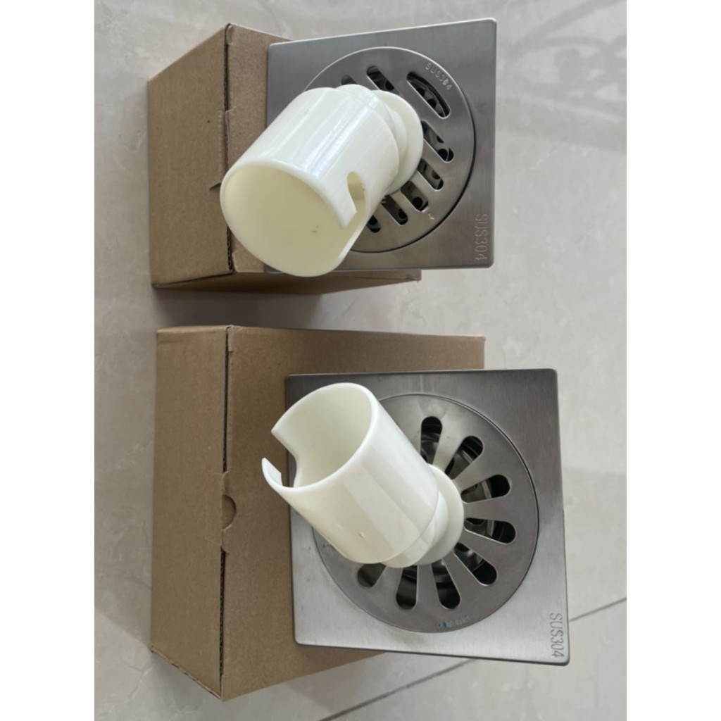 Ga thoát sàn, phễu thoát nước tích hợp thoát máy giặt inox 304. KT 10*10 cm. Đuôi thoát ống 60,76.