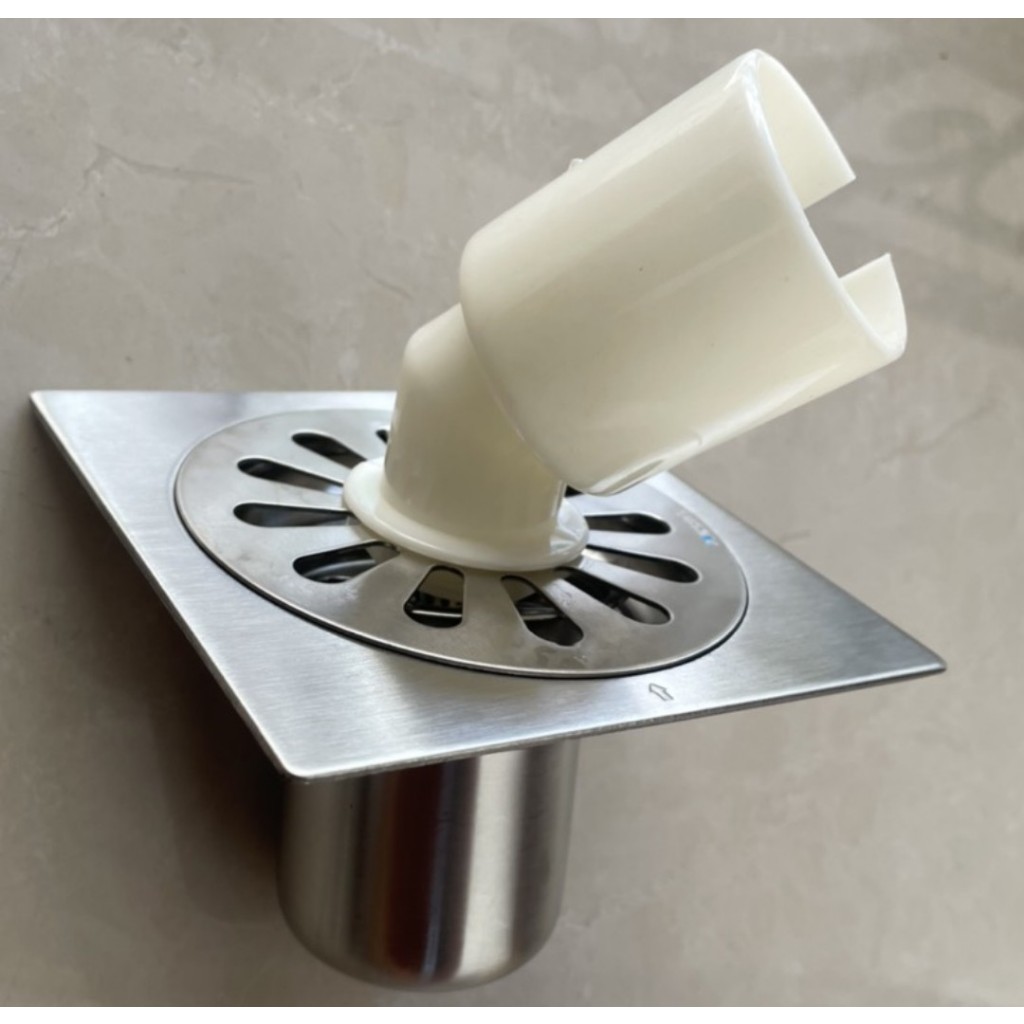 Ga thoát sàn, phễu thoát nước tích hợp thoát máy giặt inox 304. KT 10*10 cm. Đuôi thoát ống 60,76.