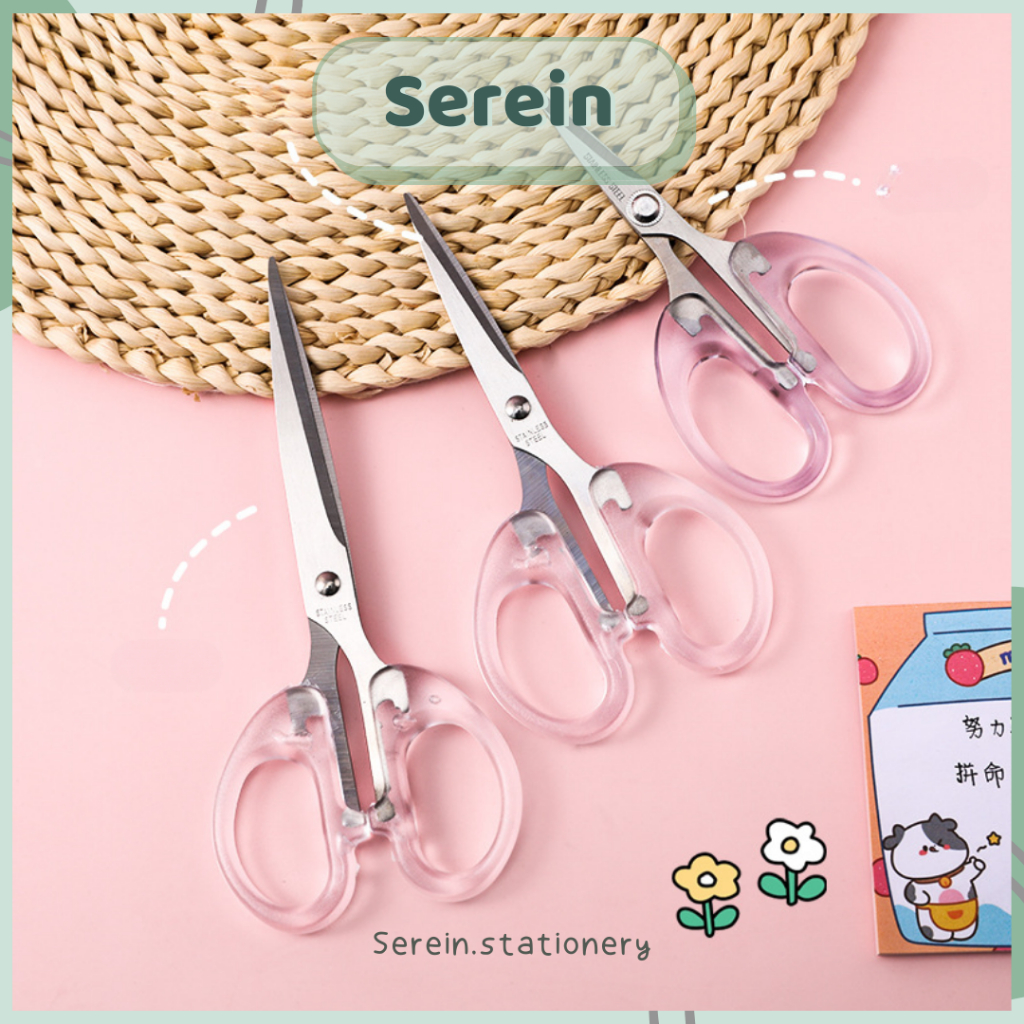 Kéo cắt giấy thủ công trong suốt SEREIN kéo học sinh văn phòng phẩm phong cách Hàn Quốc