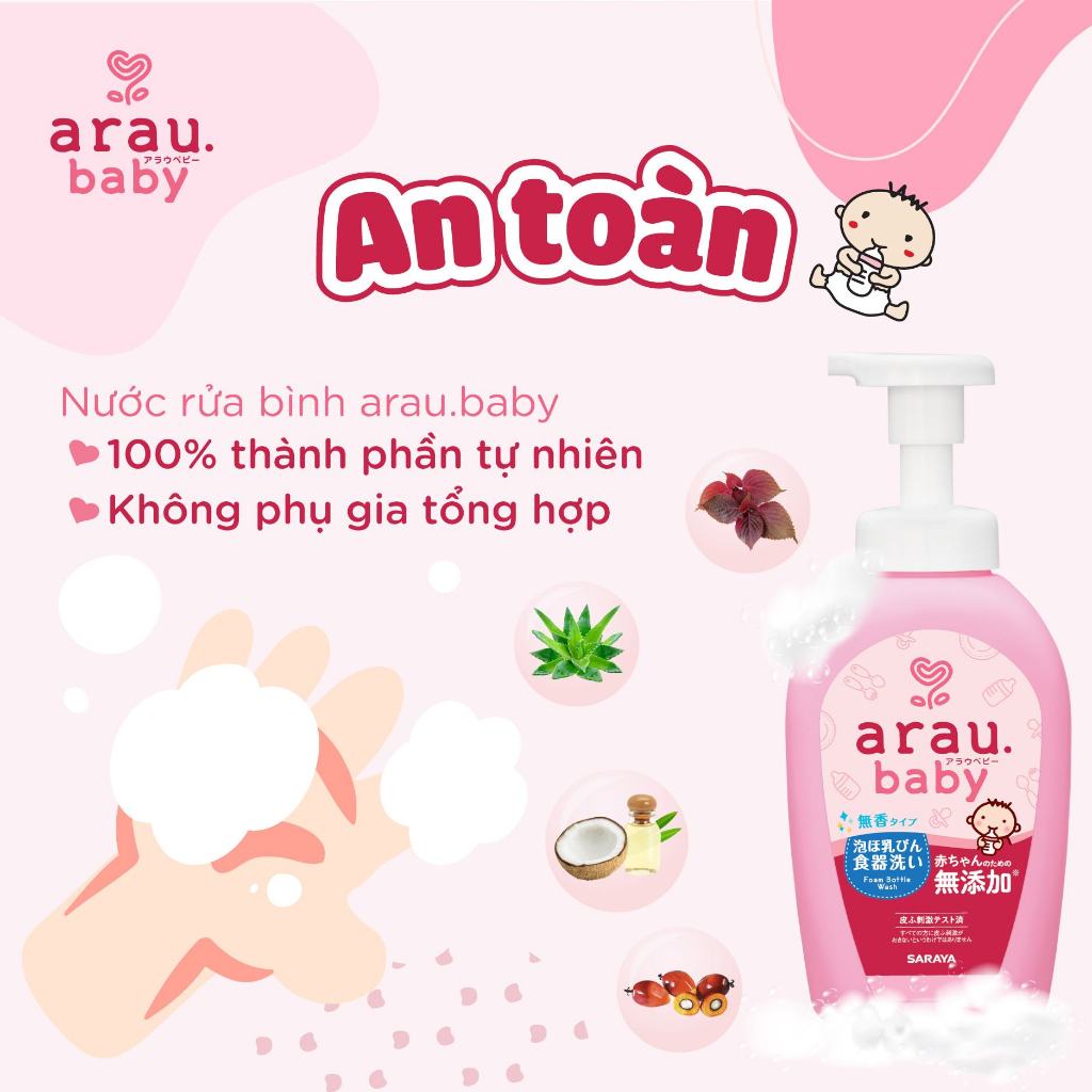 Nước RỬA BÌNH ARAU Baby Nhật CHAI 500ML/TÚI 450ML