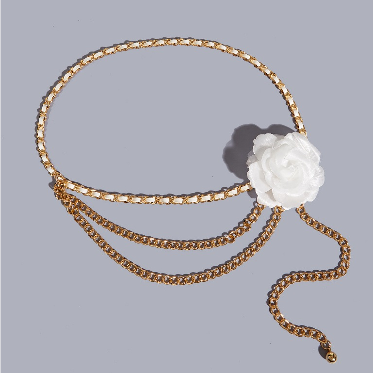 Đai váy Belt xích 3 hàng kèm hoa X