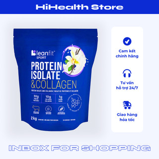 [Made in Canada] Bột whey protein isolate & collagen Leanfit Sport bịch 2kg, vị vanilla; Hsd 2025