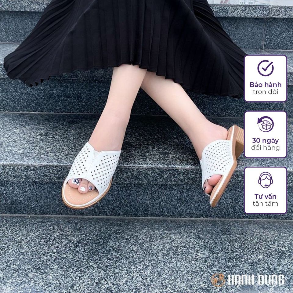Dép Cao Gót Hạnh Dung HD29136AY ( Màu Đen - Kem - Bò )