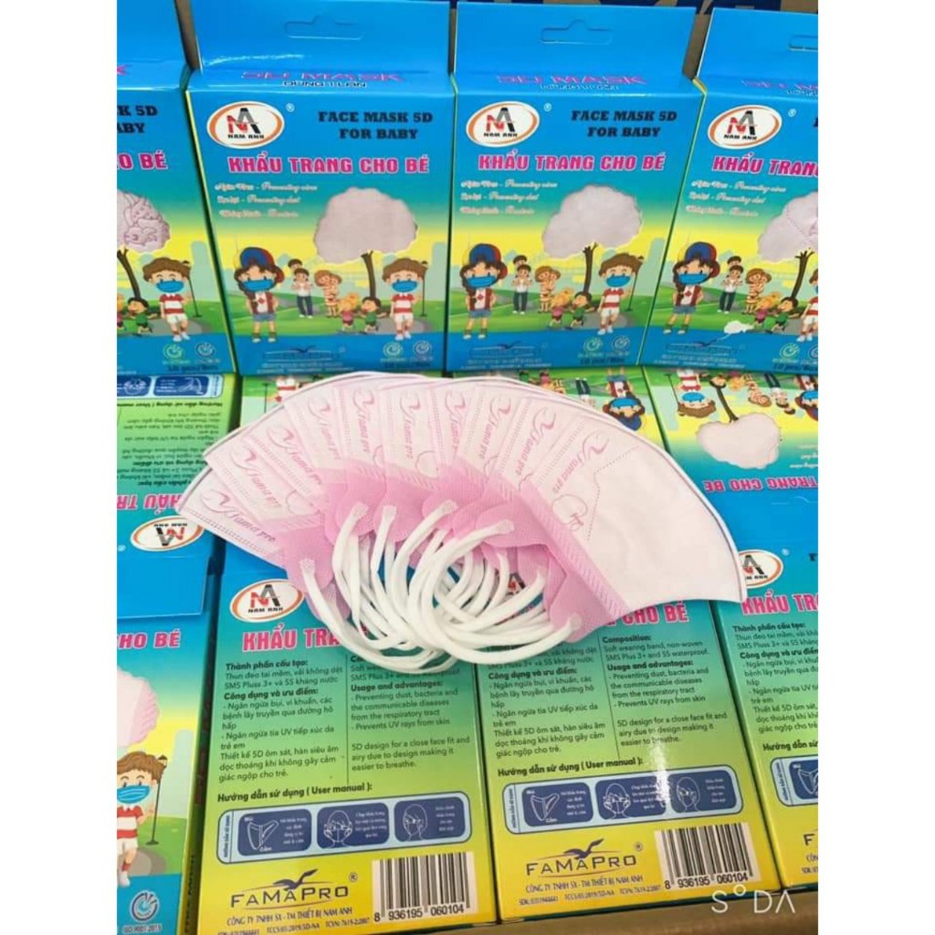 Hộp 10 khẩu trang cho bé 5D Mask Famapro