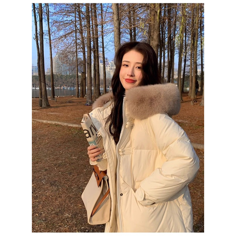 🌷 Áo phao dáng dài áo phao nữ mũ lông có túi thu đông 2023