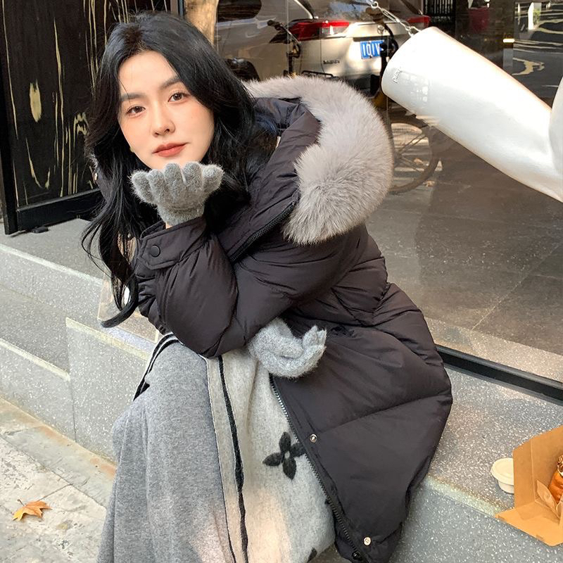 🌷 Áo phao dáng dài áo phao nữ mũ lông có túi thu đông 2023