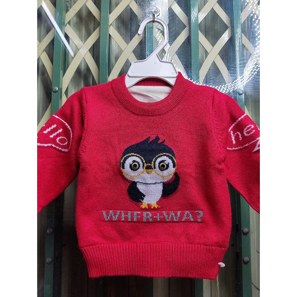 Áo len lót lông cho bé họa tiết đáng yêu siêu ấm L1