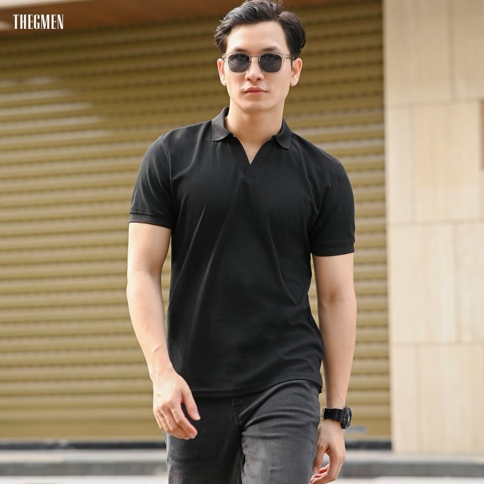Áo polo nam phối viền P23 V POLO vải hạt 100% cotton, form Slimfit - THE GMEN ELEGANT EST 2017