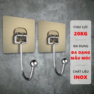 Combo 5 Móc treo đồ dán tường chịu lực 20KG -Móc Inox Dán Tường Chất Lượng Cao, móc chịu lực, móc treo tường