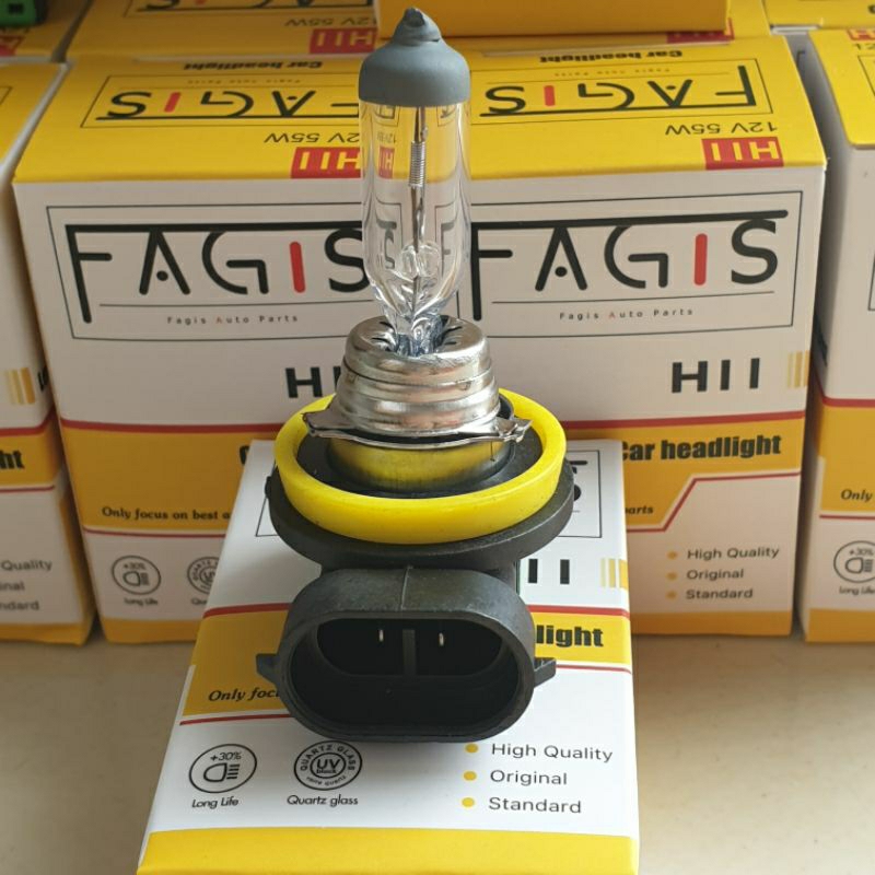 Đèn Pha Ô Tô Fagis H11 Halogen 12V 55W cho xe con và 24V 55W cho xe tải, Bóng Đèn Halogen Tự Động