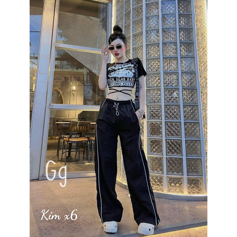 Set Bộ Thể Thao áo Gân Hoạ Tiết Thắt dây Quần dài Ống Bo MaM, Set Ái Ôm quần Tuyết Mưa rút dây