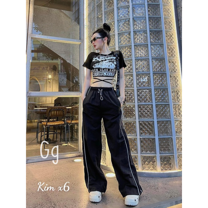 Set Bộ Thể Thao áo Gân Hoạ Tiết Thắt dây Quần dài Ống Bo MaM, Set Ái Ôm quần Tuyết Mưa rút dây