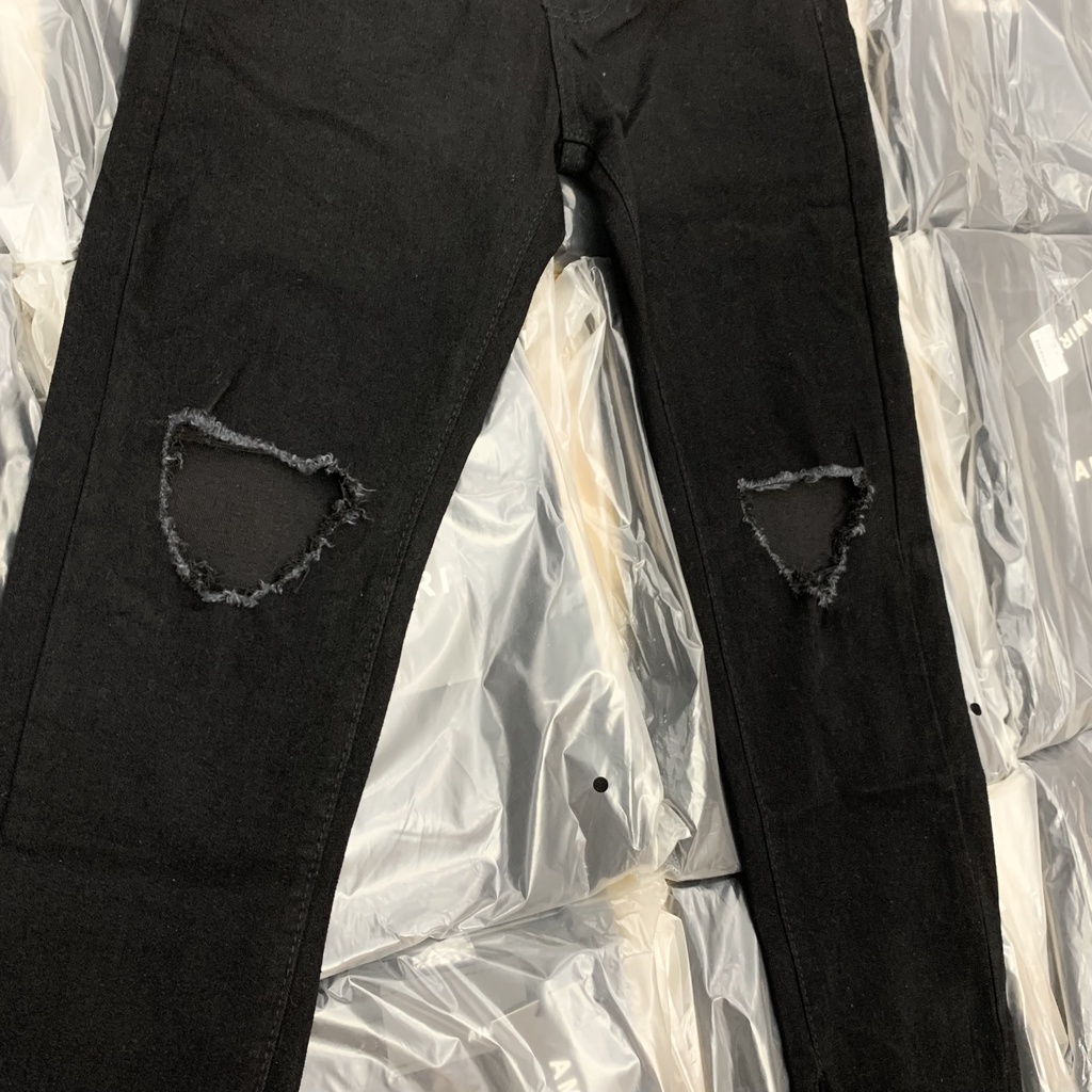 Quần Jean Streetwear Nam Rách Thủng Gối Khoá Zip Ống Dáng Slimfit Hot trend 2023