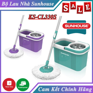 Bộ Lau Nhà Xoay 360° SUNHOUSE KS-CL330S Kèm Thùng Tự Vắt Có Lồng Inox Chống Gỉ Và Dễ Làm Sạch