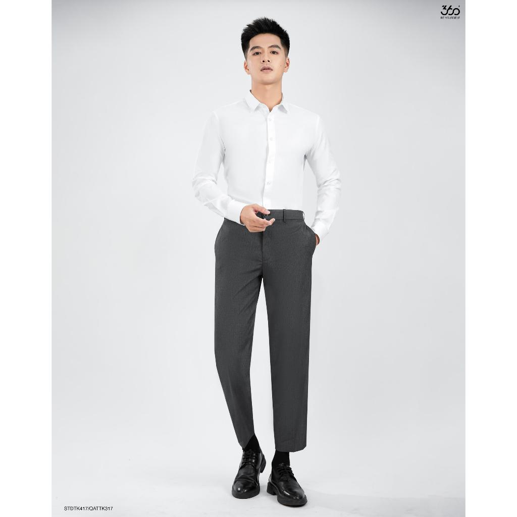 Áo sơ mi nam công sở dài tay form slim màu trắng tinh tế thương hiệu 360 Boutique chất liệu cao cấp - STDTK417