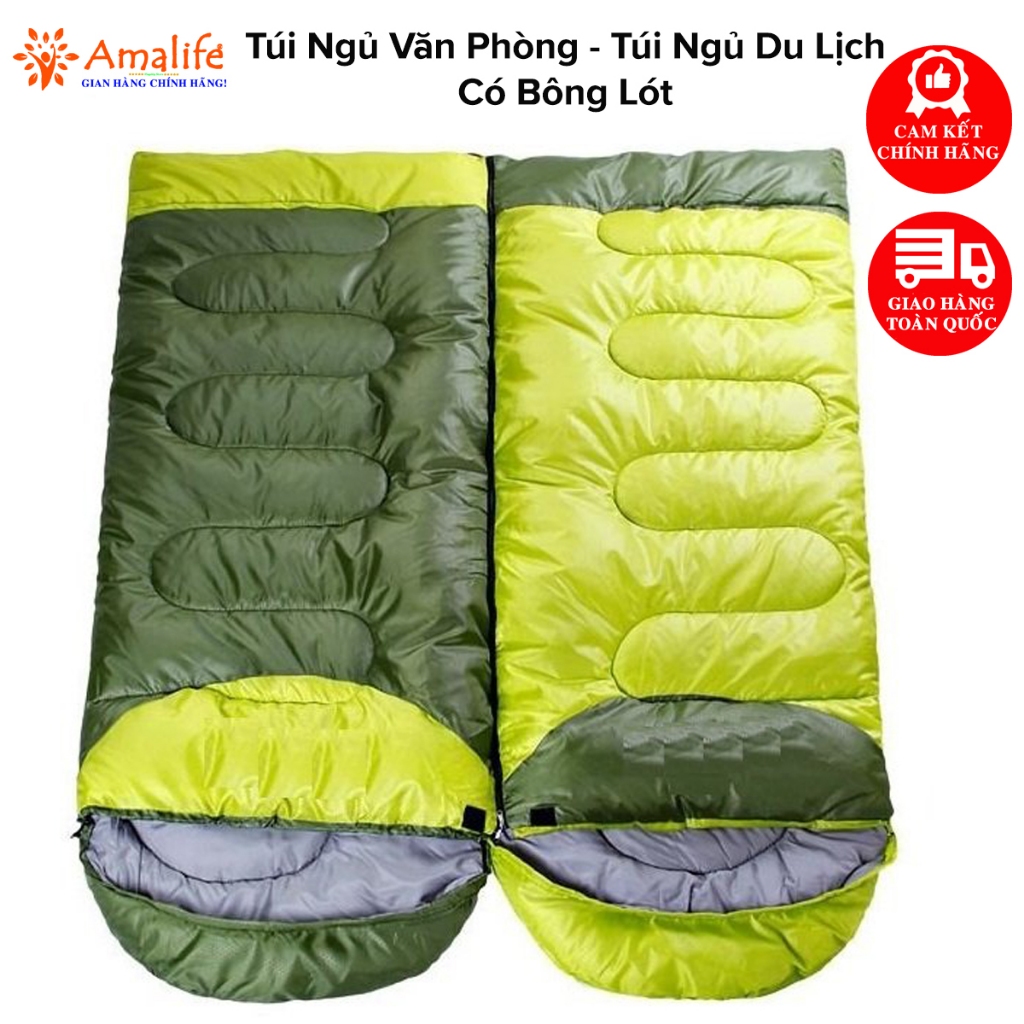 [LOẠI XỊN TRẦN BÔNG] (FREE SHIP) Túi Ngủ Văn Phòng Du Lịch Cao Cấp Có Trùm Đầu Lót Bông Chính Hãng Amalife