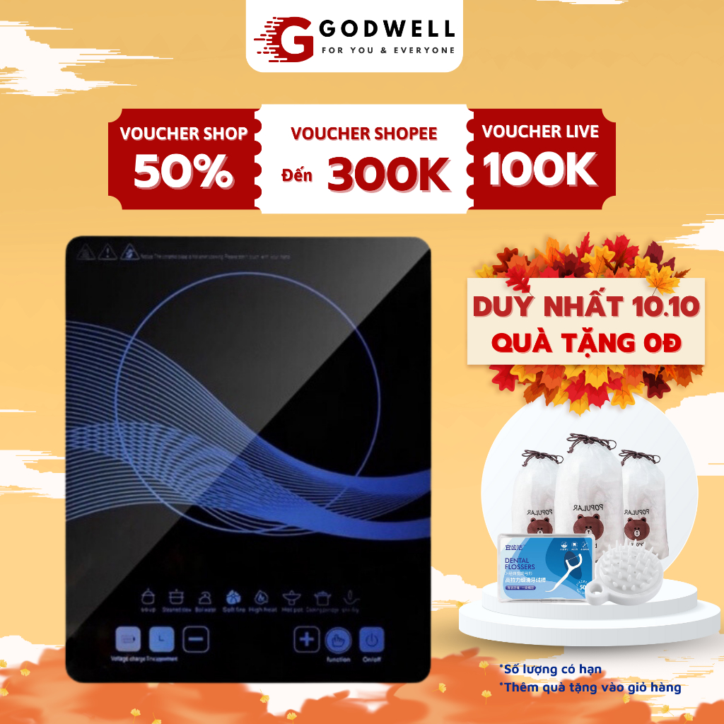 Bếp từ đơn GODWELL cảm ứng mặt kích cường lực siêu bền ăn lẩu đun nấu