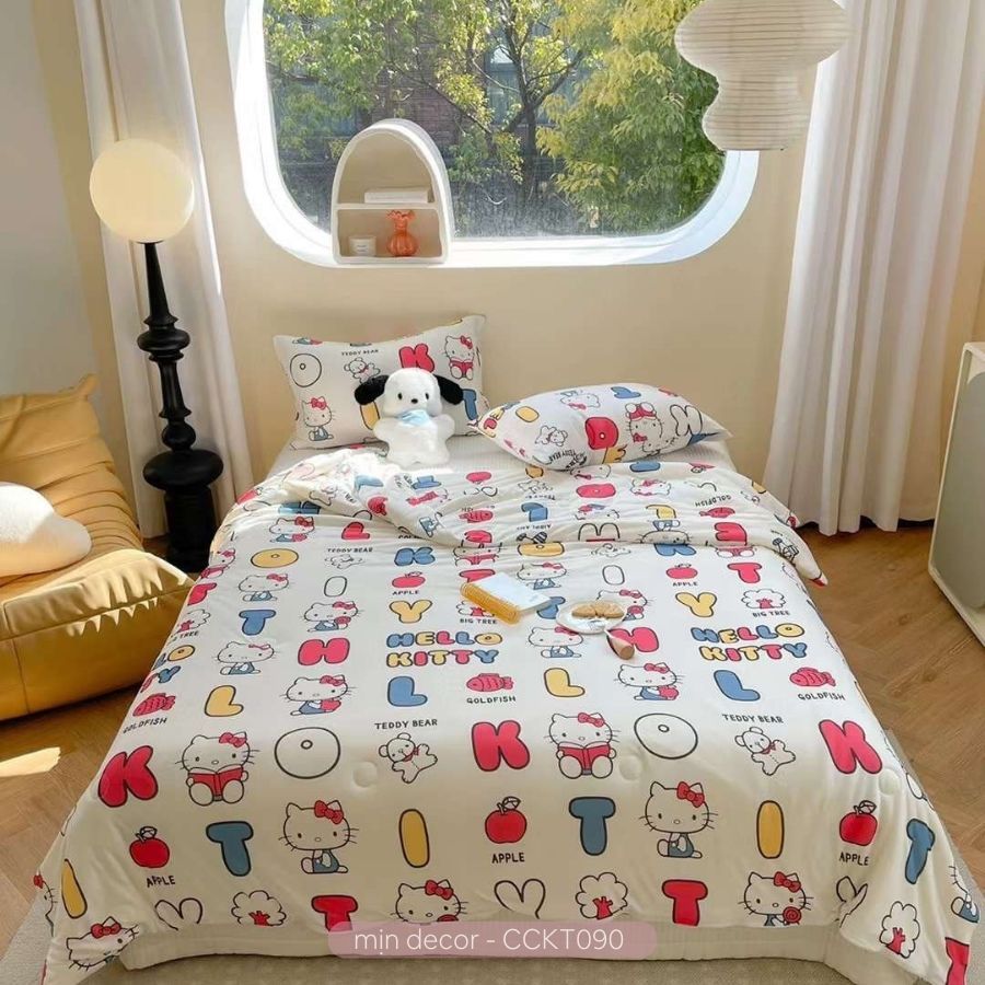 Chăn thun lạnh cotton bông xơ đậu nành thấm hút mồ hôi Mịn Decor họa tiết dễ thương