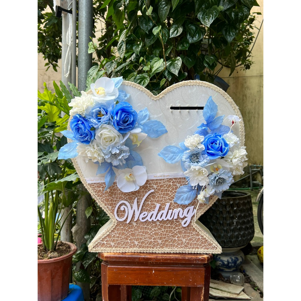 Thùng Đựng Phong Bì Decor Ngày Cưới Hình Trái Tym - Phụ Kiện Đồ Cưới