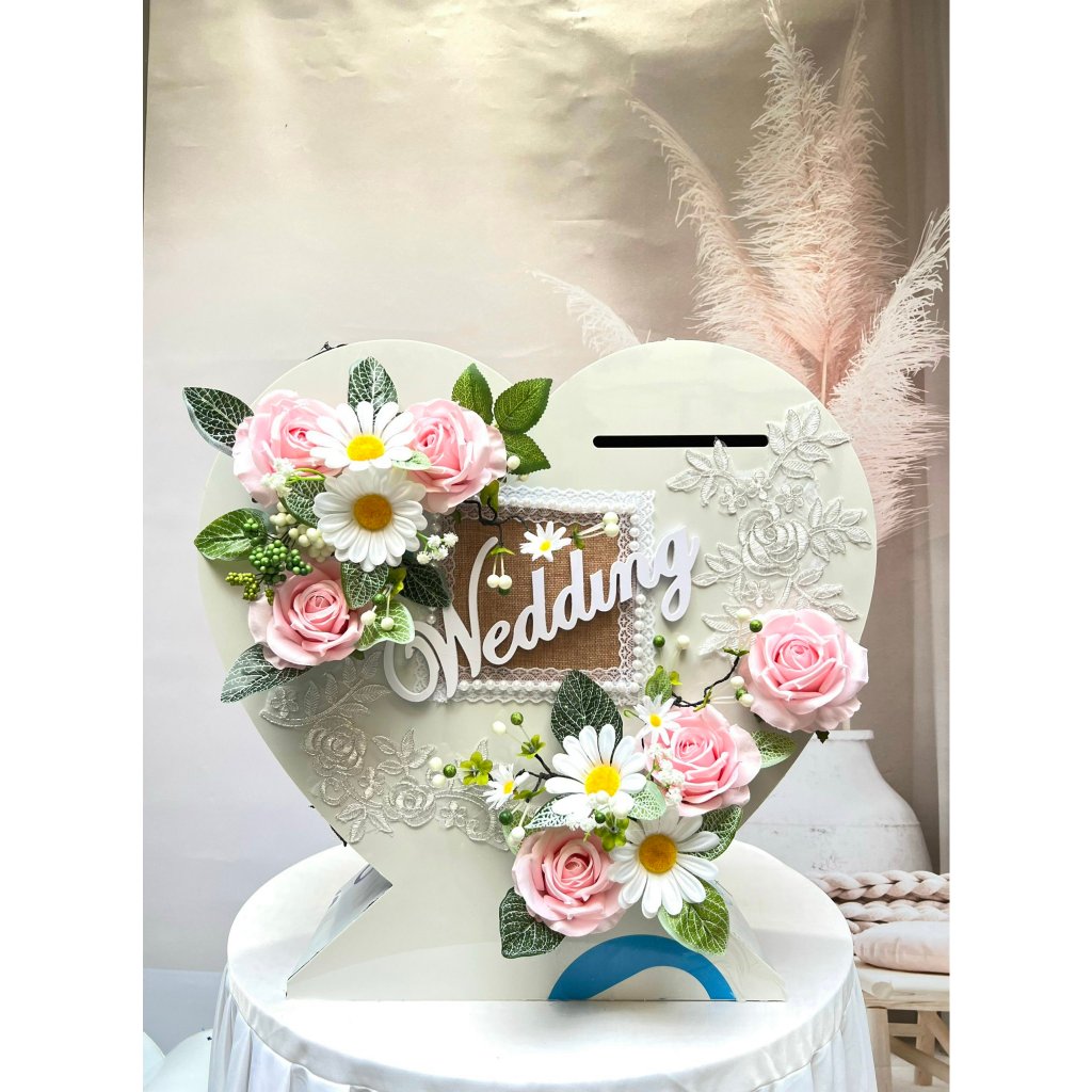 Thùng Đựng Phong Bì Decor Ngày Cưới Hình Trái Tym - Phụ Kiện Đồ Cưới