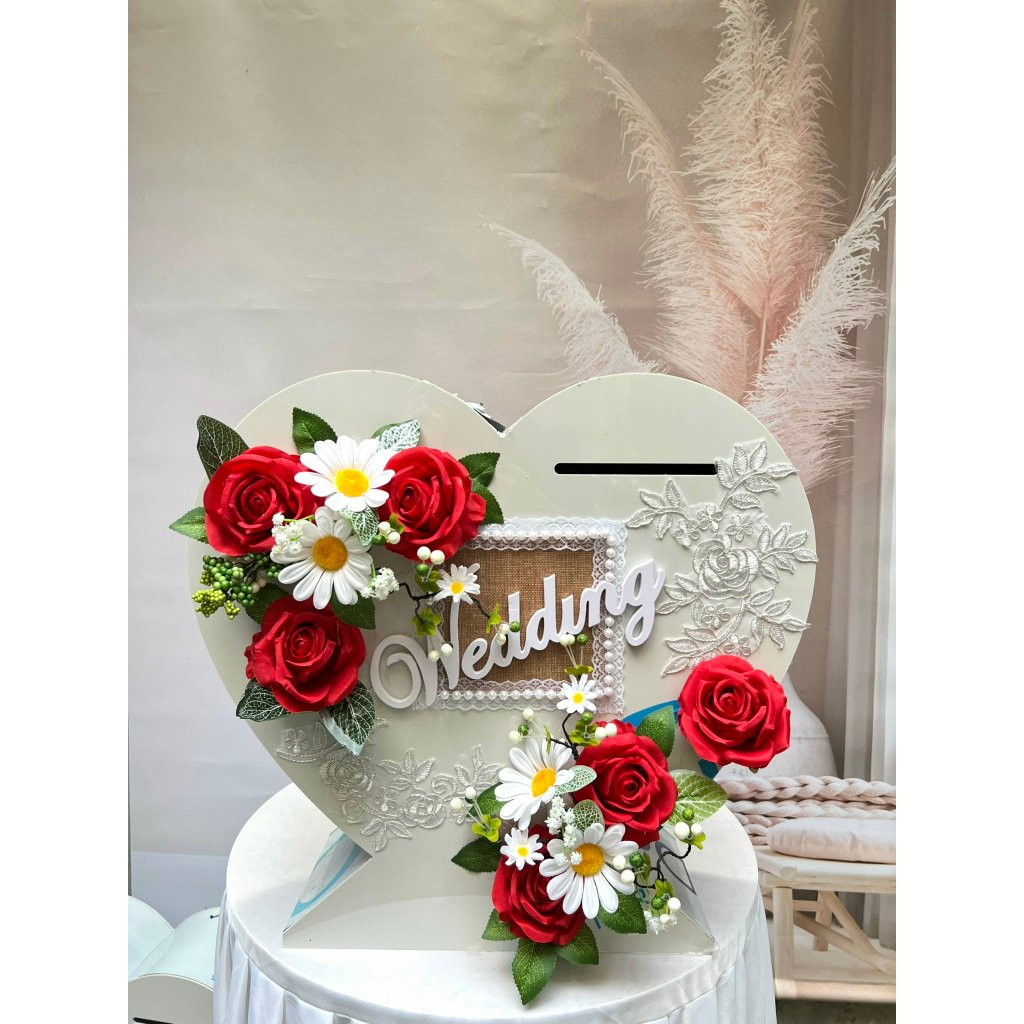 Thùng Đựng Phong Bì Decor Ngày Cưới Hình Trái Tym - Phụ Kiện Đồ Cưới