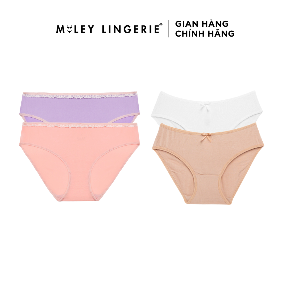 Combo 4 Quần Lót Thun Lạnh Trơn Viền Ren + Quần Lót Nữ Modal Bikini Basic Miley Lingerie BMS - BCS_04