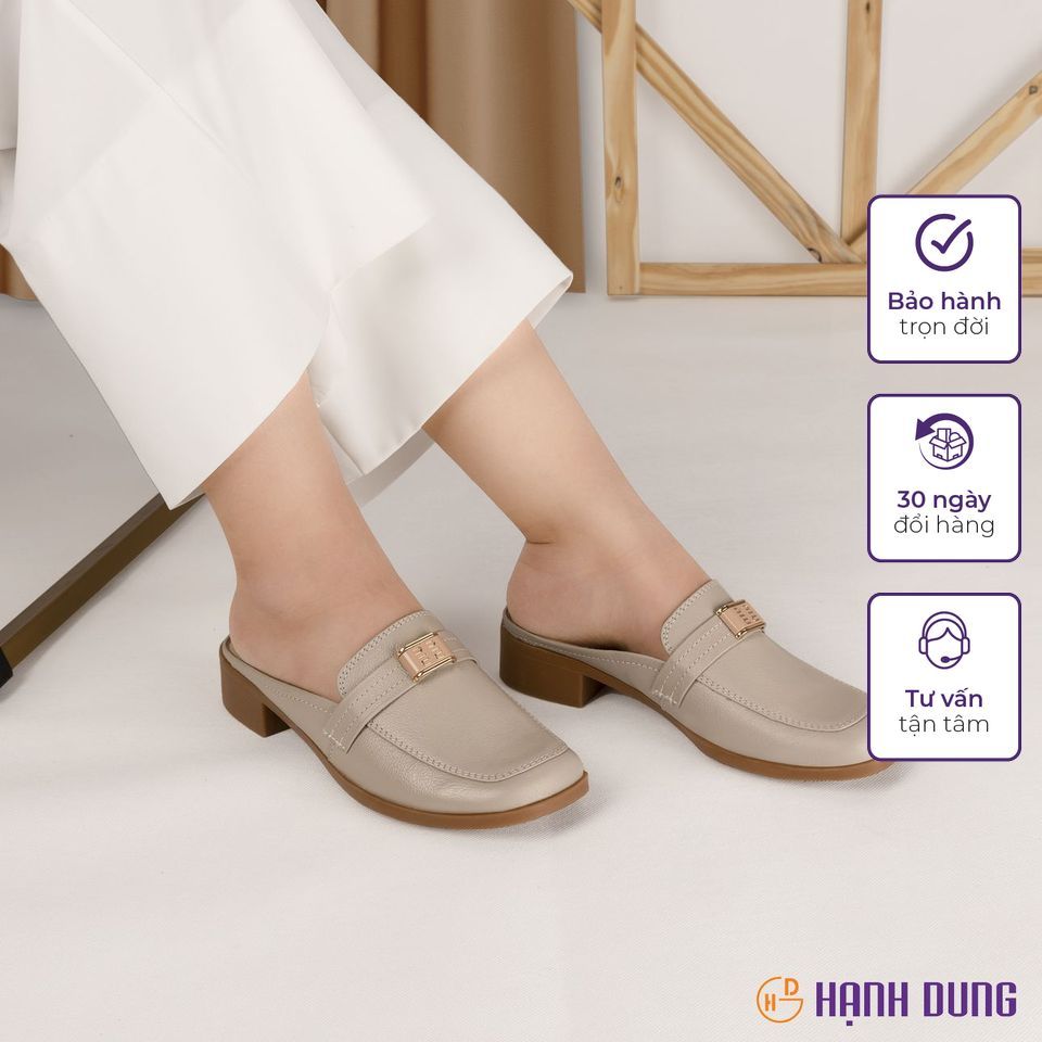Dép Bít Mũi Hạnh Dung HD04849AD ( Màu Bò - Đen - Kem )