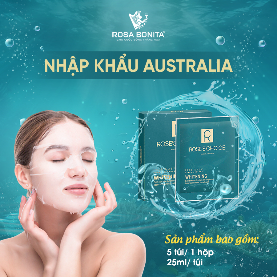 Combo Mặt nạ dưỡng trắng da Rose’s Choice 5 mask và Serum dưỡng trắng ẩm da Rose’s Choice