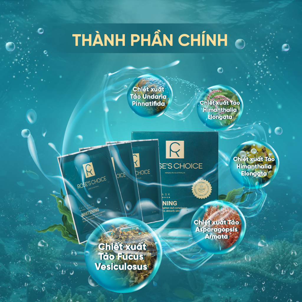 Combo Mặt nạ dưỡng trắng da Rose’s Choice 5 mask và Serum dưỡng trắng ẩm da Rose’s Choice