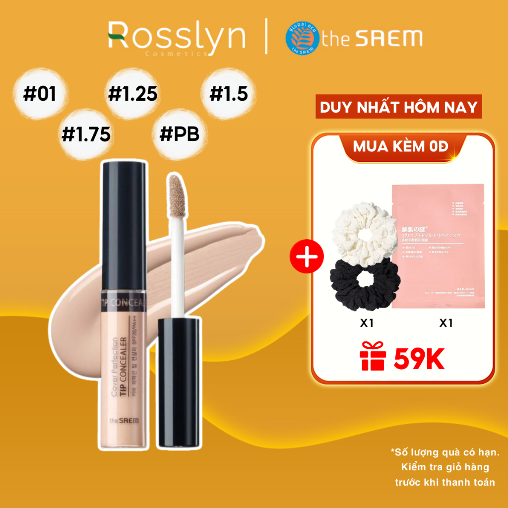 Kem Che Khuyết Điểm The SAEM Cover Perfection Tip Concealer SPF28 PA++ 6.5g Rosslyn