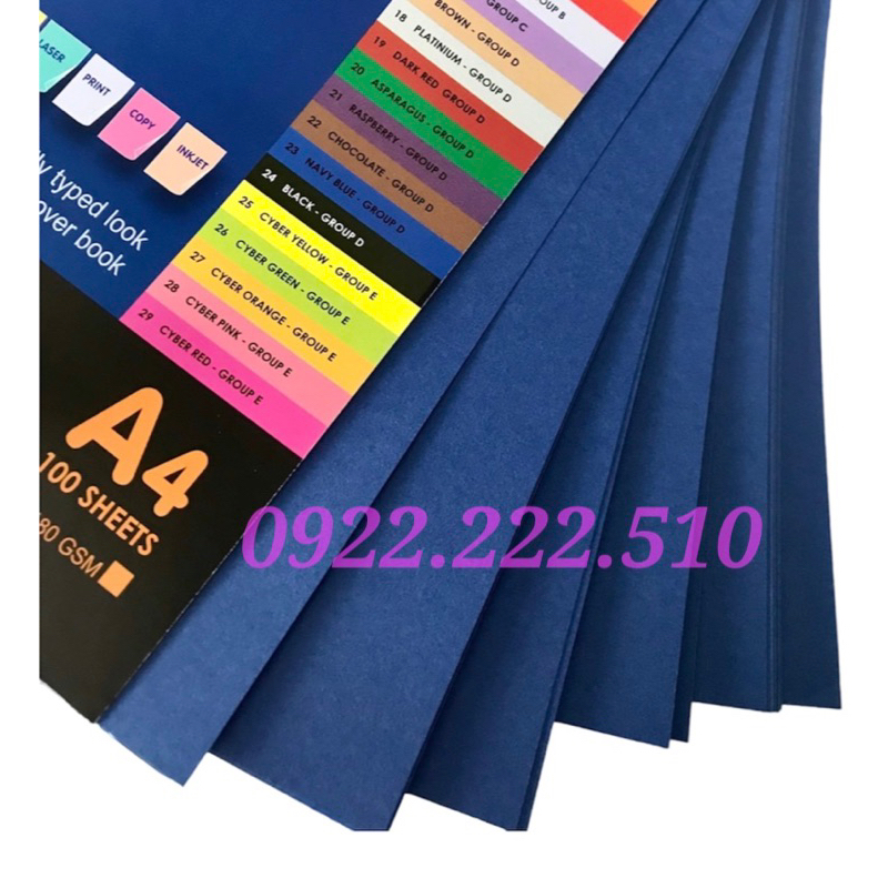 BÌA GIẤY A4 MÀU ĐẬM GRAND XẤP 10 TỜ