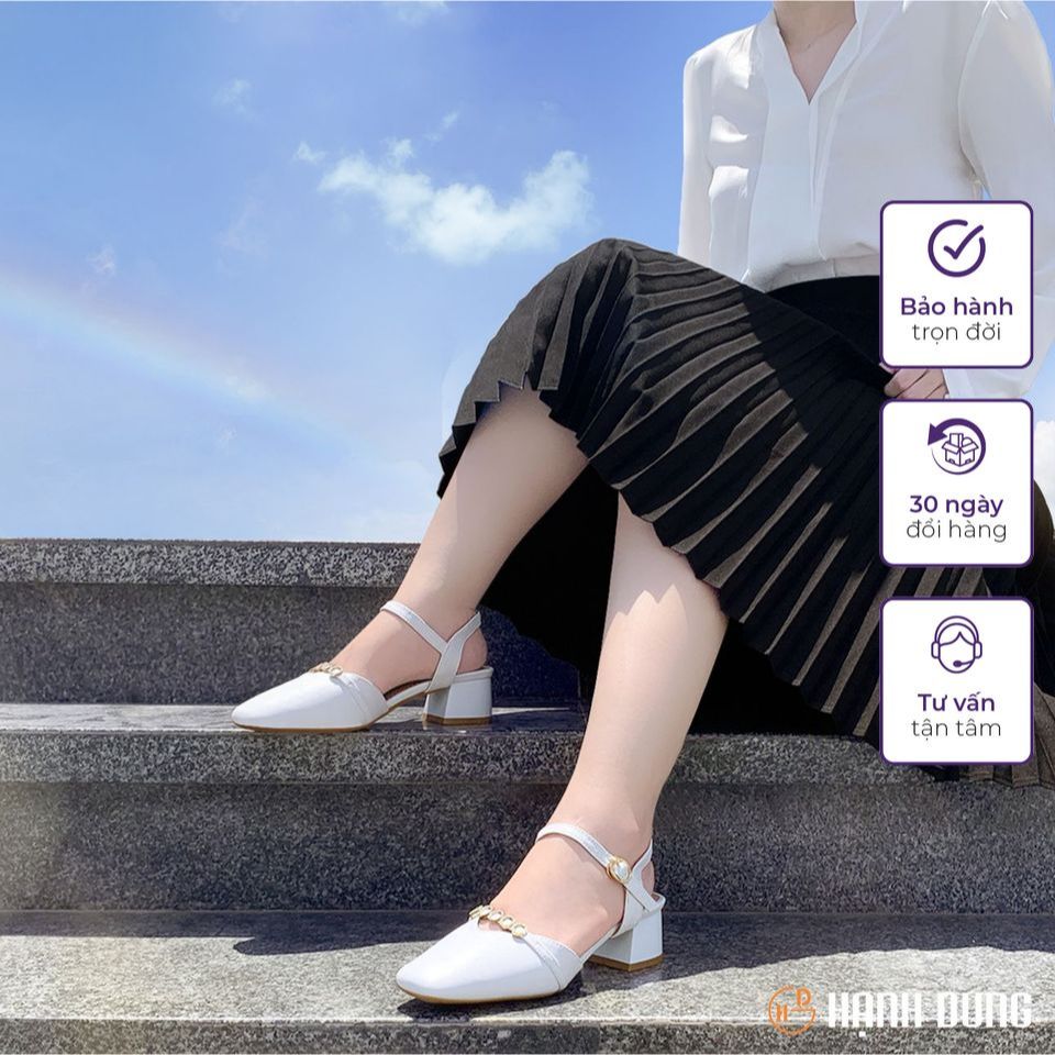 Giày Sandal Cao Gót Hạnh Dung HD27149BI ( Màu Đen - Kem - Trắng - Nâu )