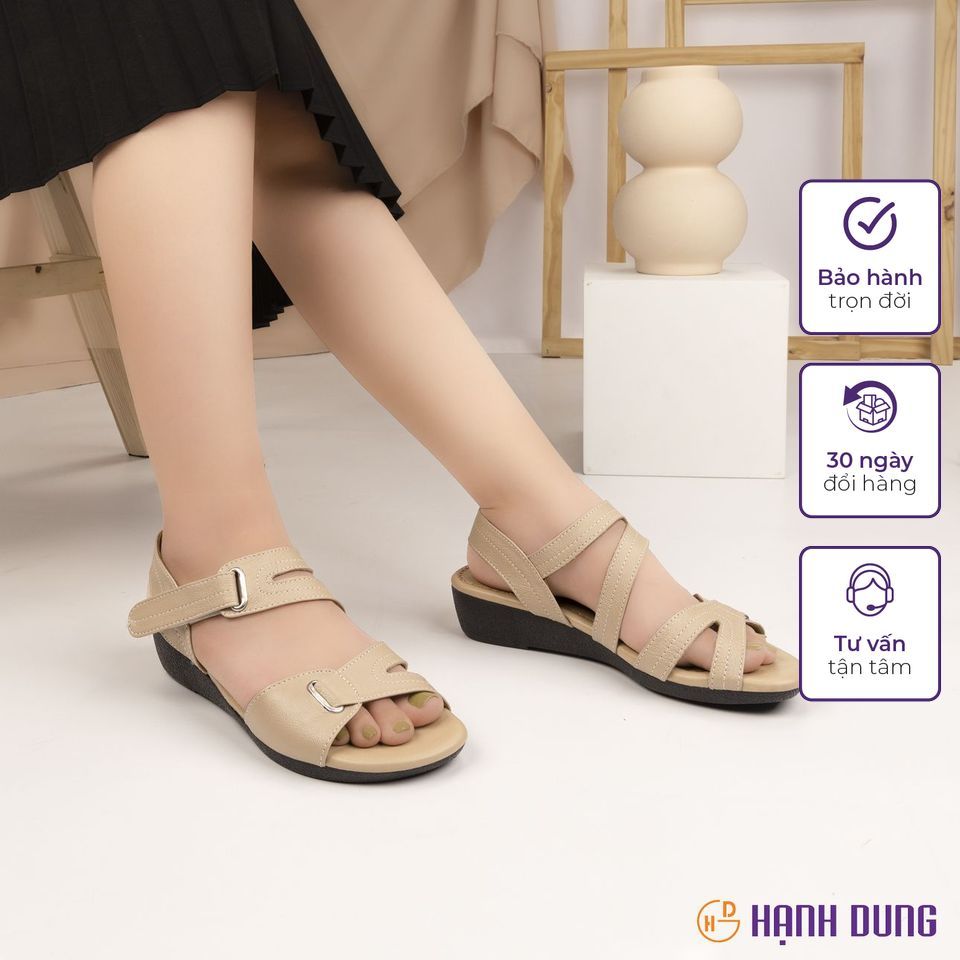 Giày Sandal Xuồng Hạnh Dung HD04807AD ( Màu Đen - Xám - Trắng - Bò - Kem )
