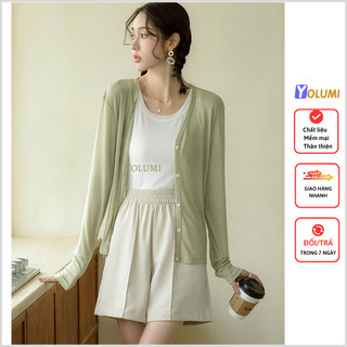  Áo Khoác Cardigan Mỏng Nữ Vải dệt kim chất lượng cao thoáng mát phong cách Hàn Quốc YOLUMI 
