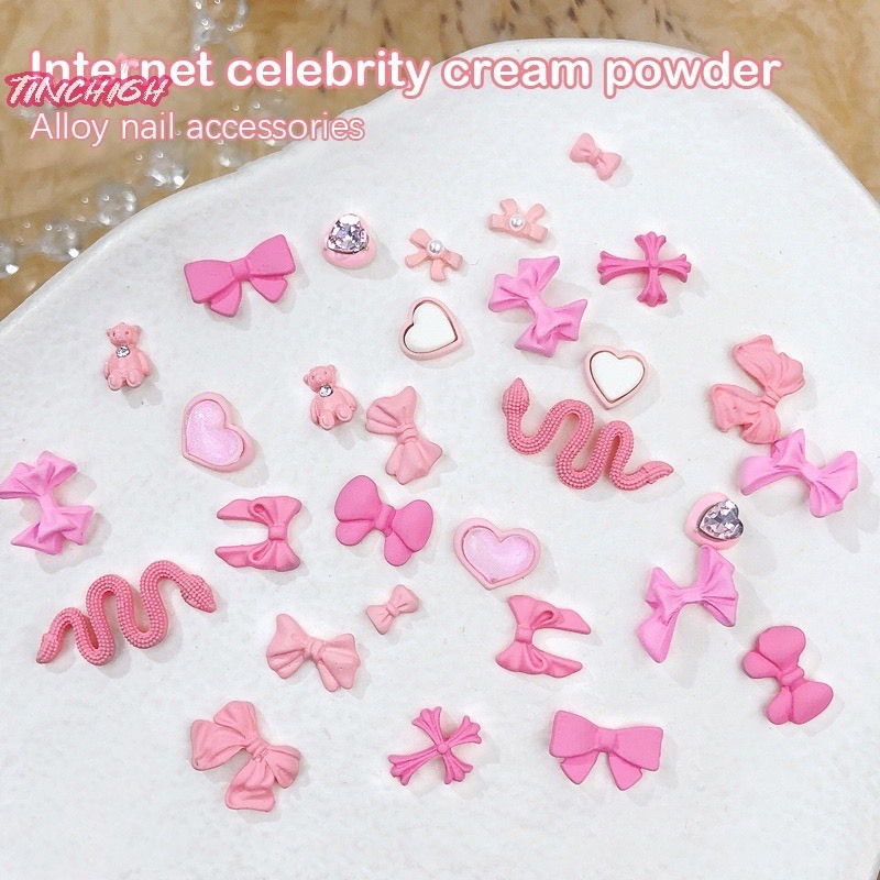 Set 19 charm crom hear pink