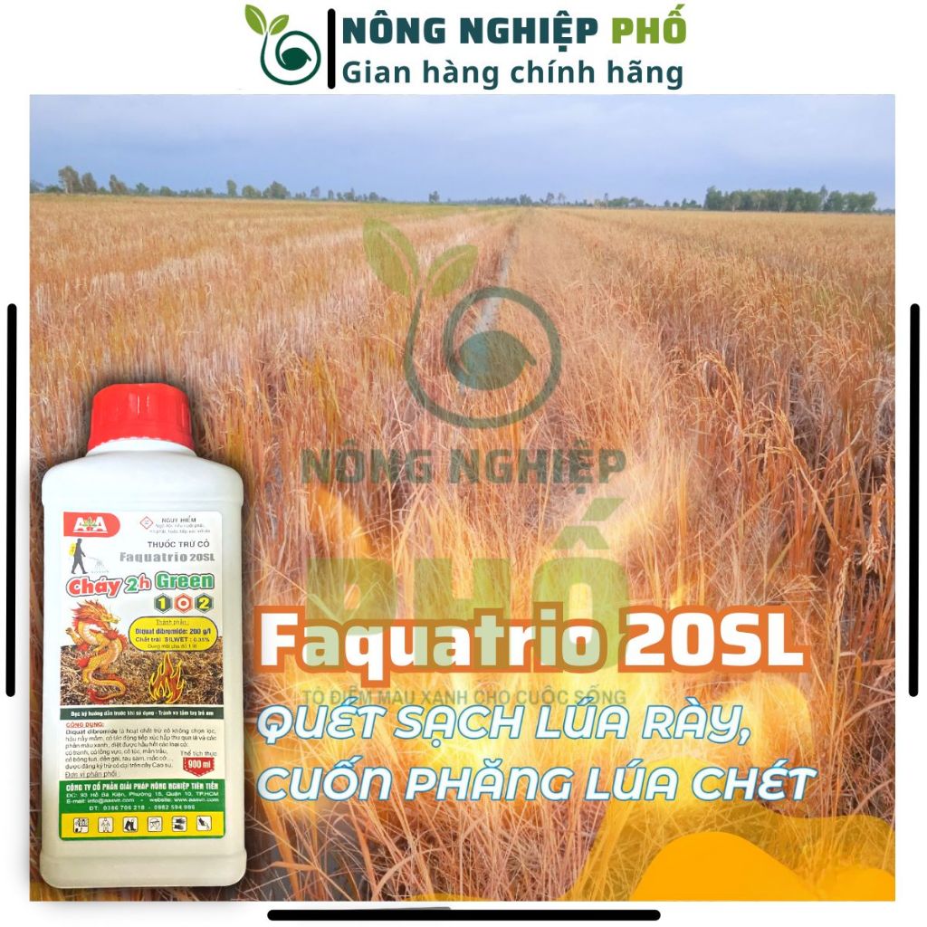 Chế phẩm cỏ Faquatrio 20SL Multiagro chai 900ml, Thuốc trừ cỏ hoang, lưu dẫn cực mạnh diệt tận gốc rễ cỏ kháng
