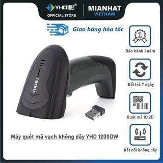 Máy quét mã vạch không dây mẫu mới YHD 1200DW đọc mã vạch Barcode 1D Qrcode 2D kết nối USB dùng trên Máy tính