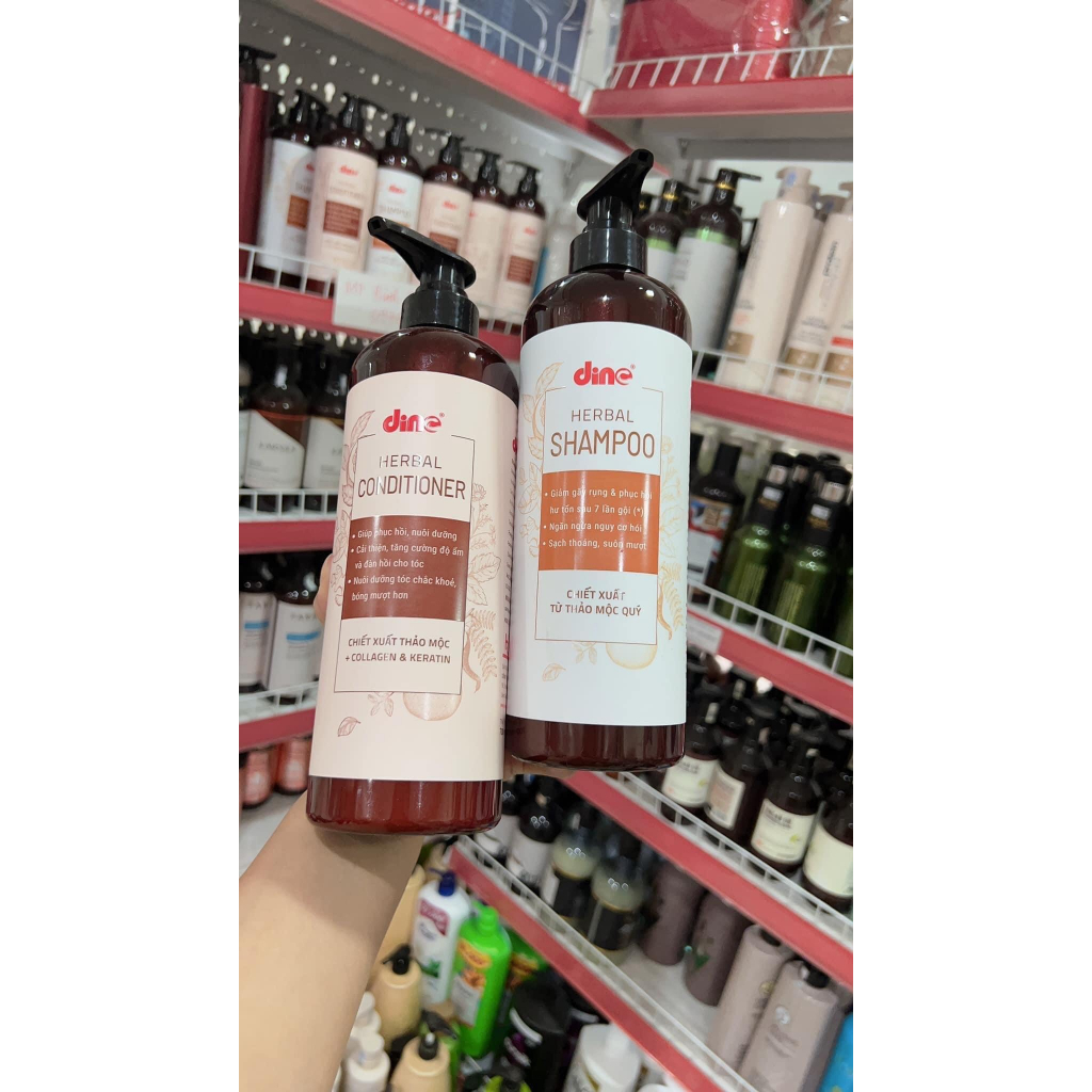 Cặp dầu gội xả thảo mộc dưỡng sinh Dino 700ml giúp giảm gãy rụng và phục hồi tóc hư tổn