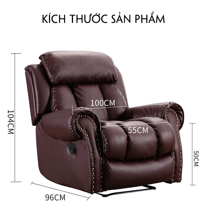 Ghế Sofa Đơn Đa Năng Cao Cấp, Ghế Sofa Đơn Phòng Khách Ngả Nâng Dễ Dàng Chất Liệu Da Êm Thoải Mái Co Giãn Đàn Hồi