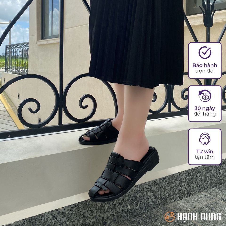 Dép Bít Mũi Hạnh Dung HD04847AD ( Màu Bò - Đen )