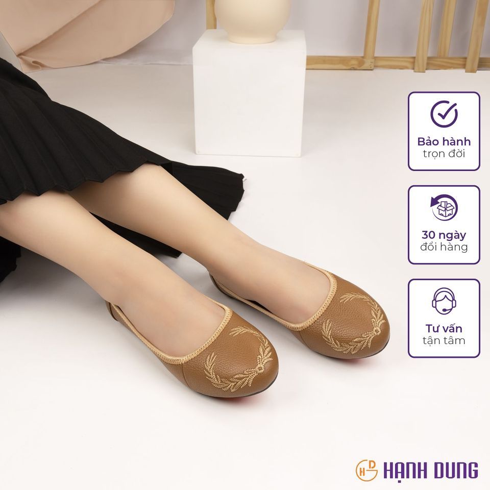 Giày Búp Bê Hạnh Dung HD2221AX ( Màu Bò - Đen - Kem - Xám )
