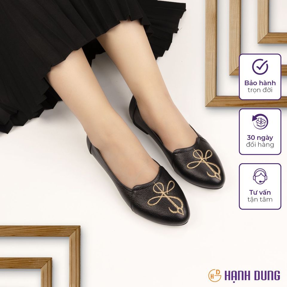 Giày Búp Bê Hạnh Dung HD2222AX ( Màu Bò - Đen - Kem - Xám )