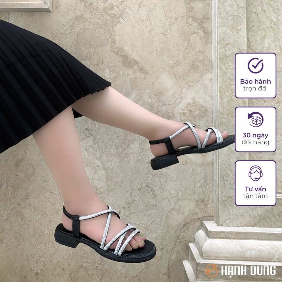 Giày Sandal Hạnh Dung HD29135AY ( Màu Kem - Đen )