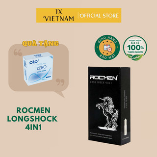 Bao cao su Rocmen ngựa đen [SỐC][HÀNG CHÍNH HÃNG]  4 trong 1 - hộp 12 chiếc - Gân gai kéo dài thời gian